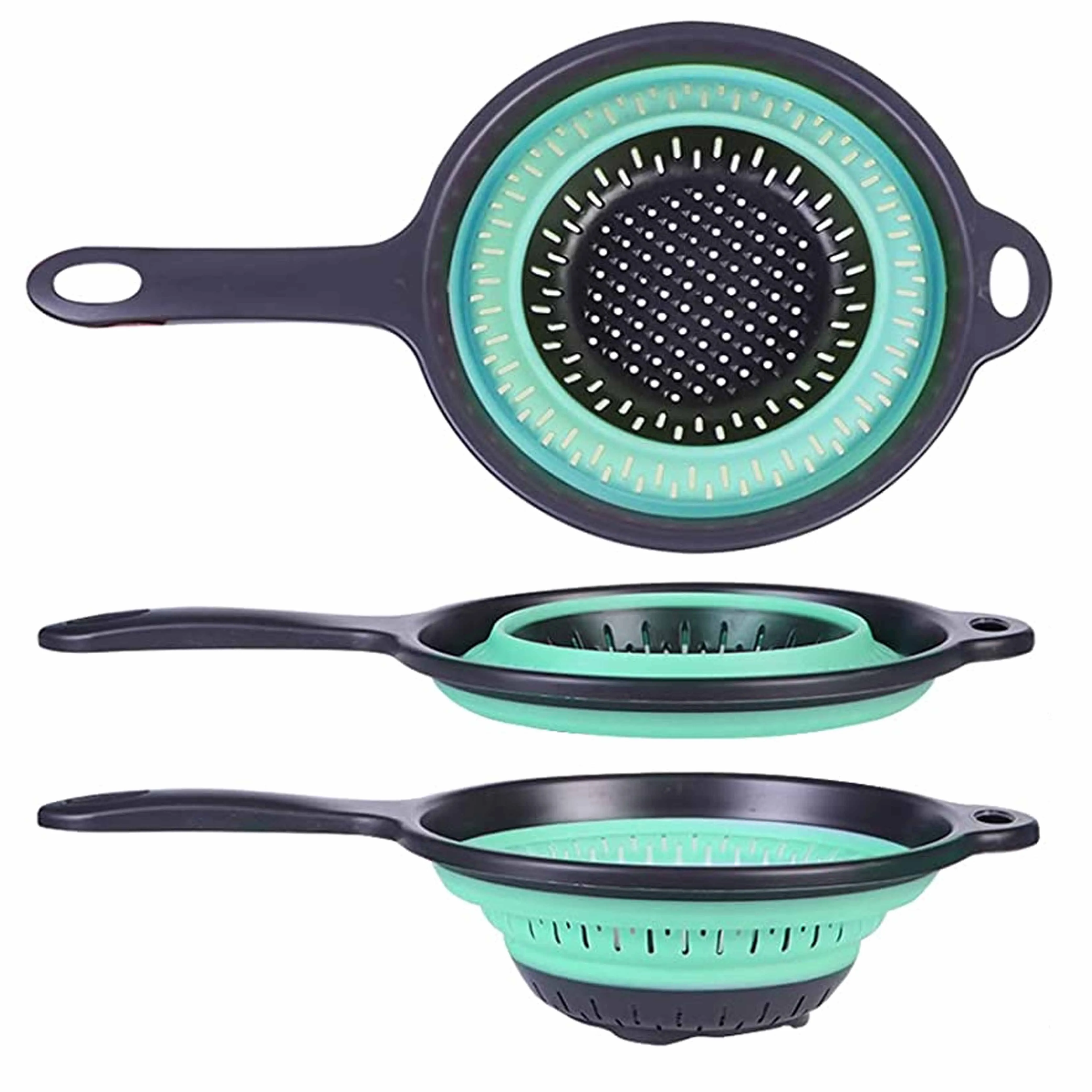 1 Colander Collapsible Silicone Strainer Drain Pasta Vegetables Liquid Handle