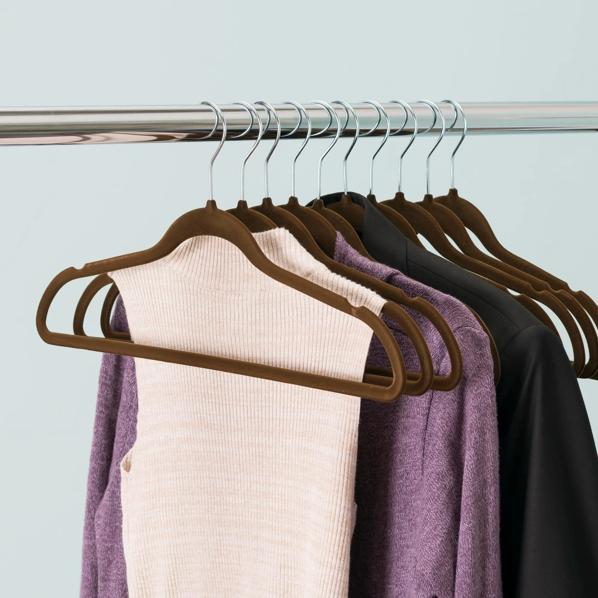10   Piece Velvet Hanger, Brown