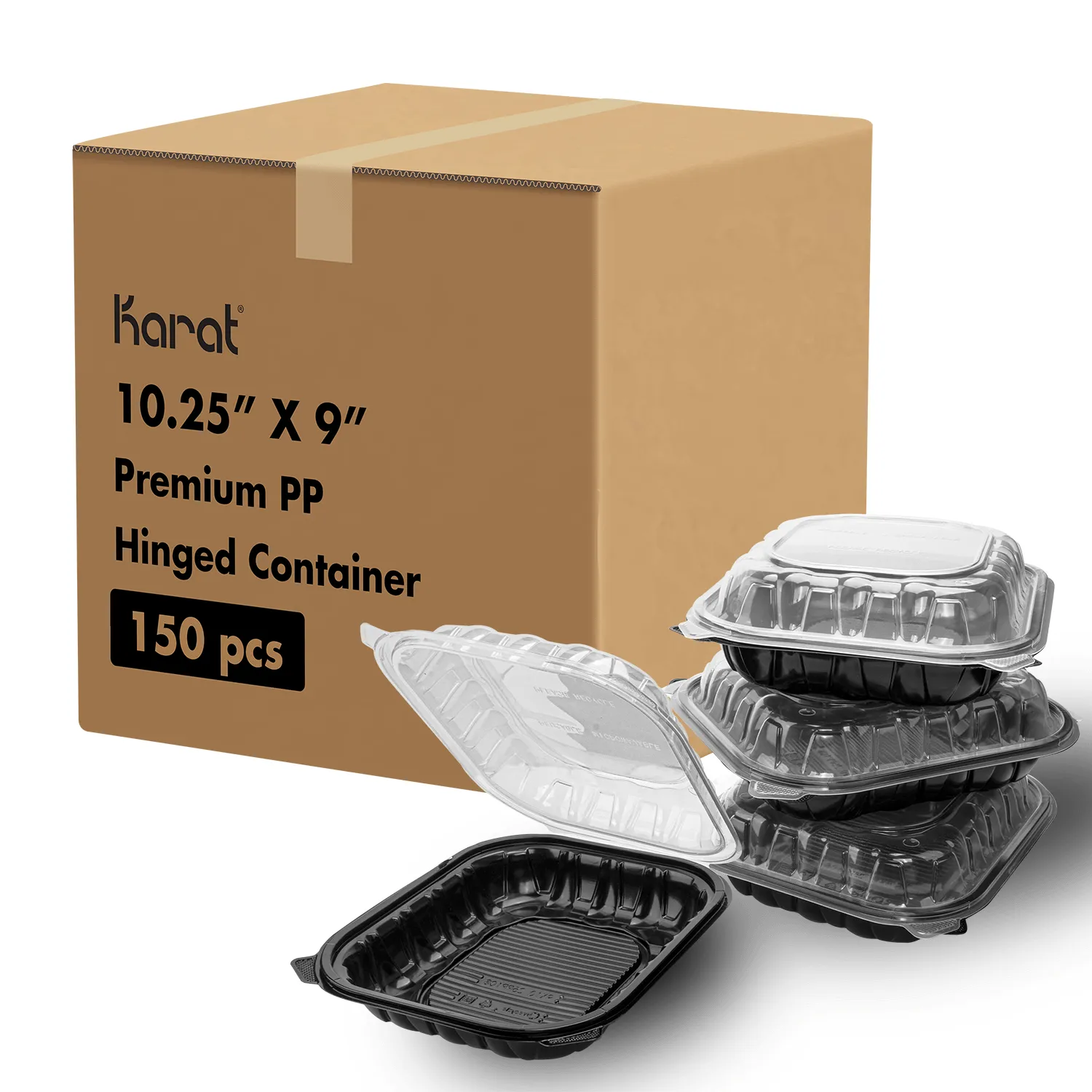 [150 ct] 10.25" x 9" Premium PP Hinged Container