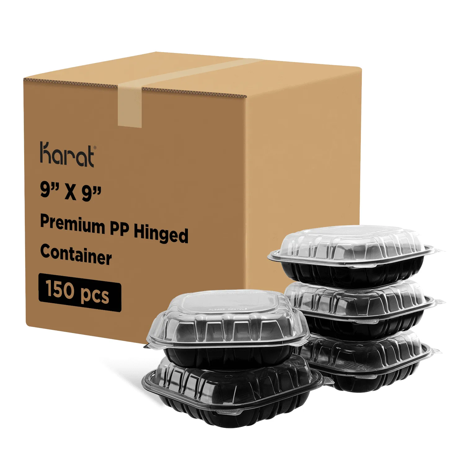 [150 ct] 9" x 9" Premium PP Hinged Container