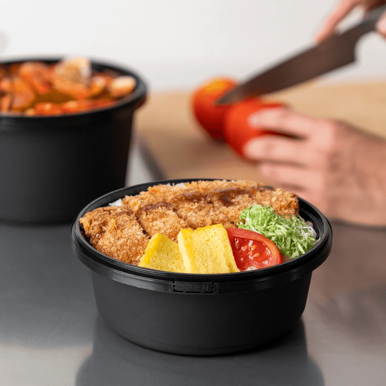 [150 sets] 34 oz PP Tamper Resistant Injection Molded Microwaveable Black Food Container w/Clear lid