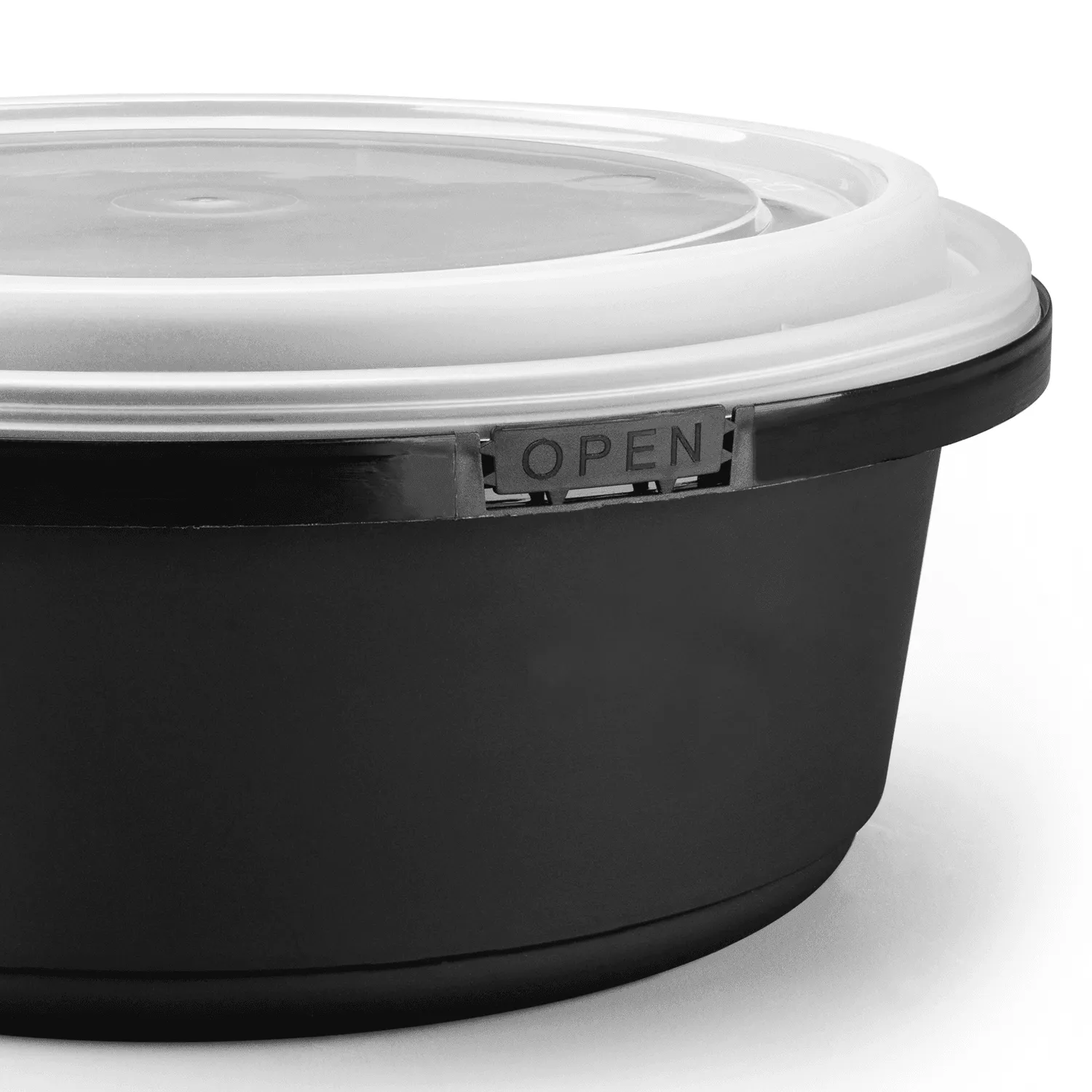 [150 sets] 34 oz PP Tamper Resistant Injection Molded Microwaveable Black Food Container w/Clear lid
