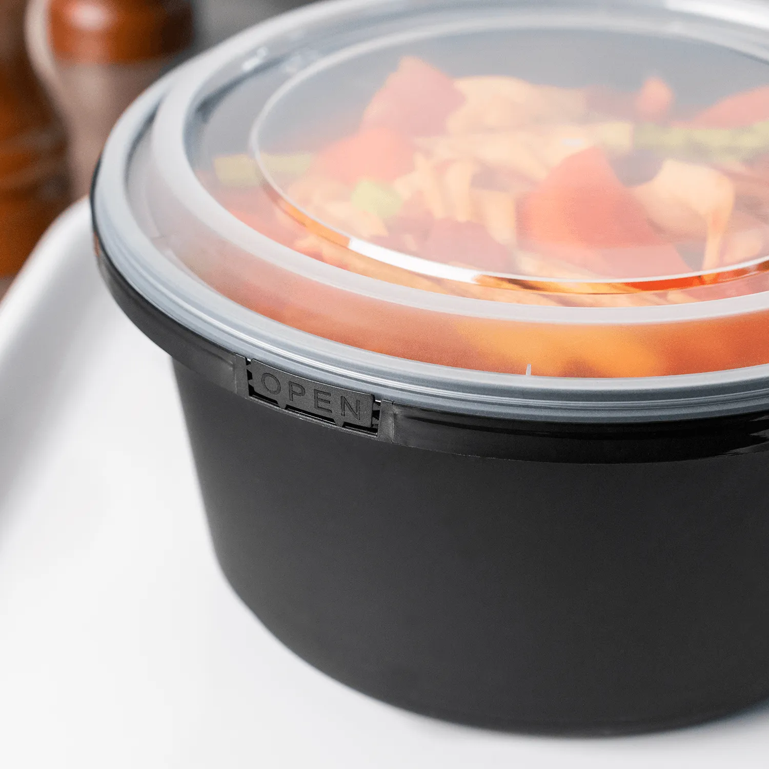 [150 sets] 44 oz PP Tamper Resistant Injection Molded Microwaveable Black Food Container w/Clear lid