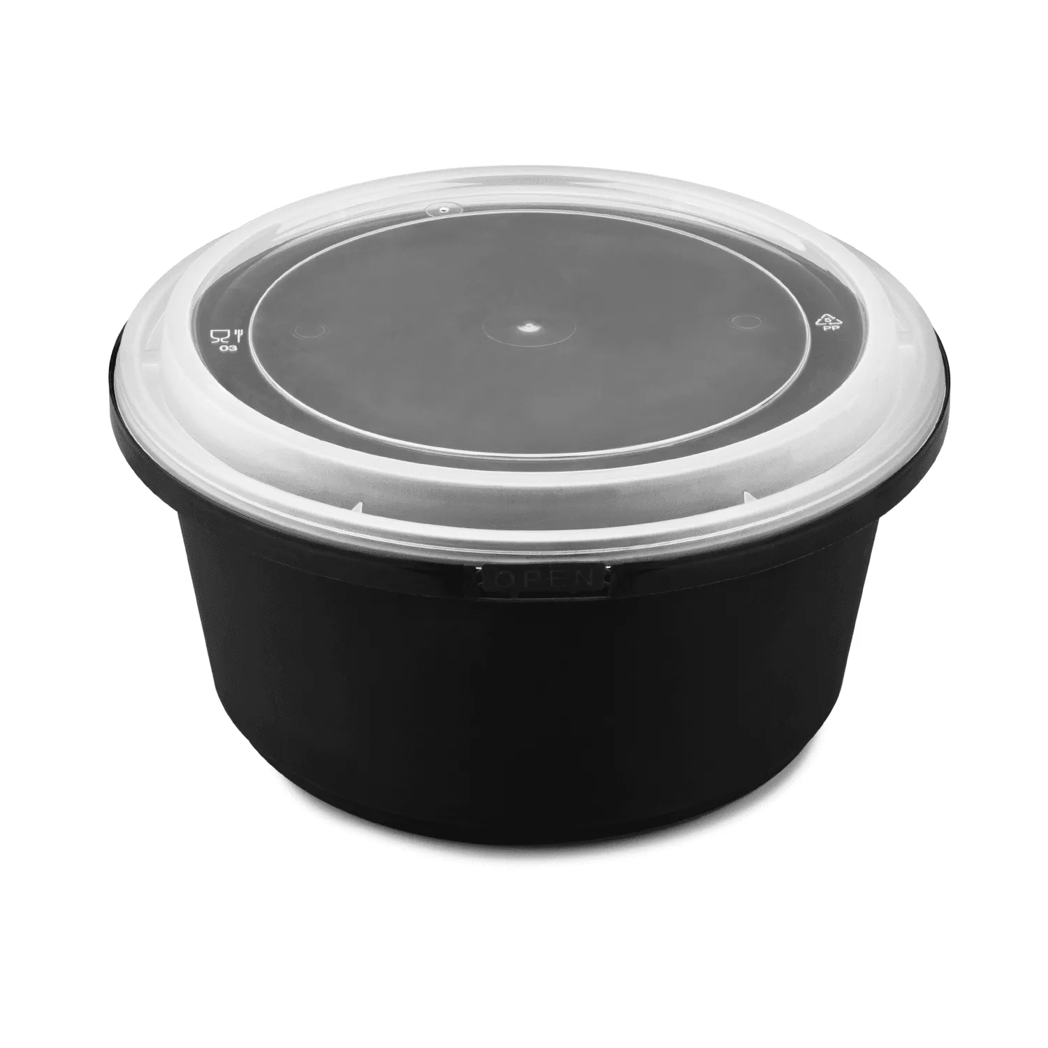 [150 sets] 44 oz PP Tamper Resistant Injection Molded Microwaveable Black Food Container w/Clear lid