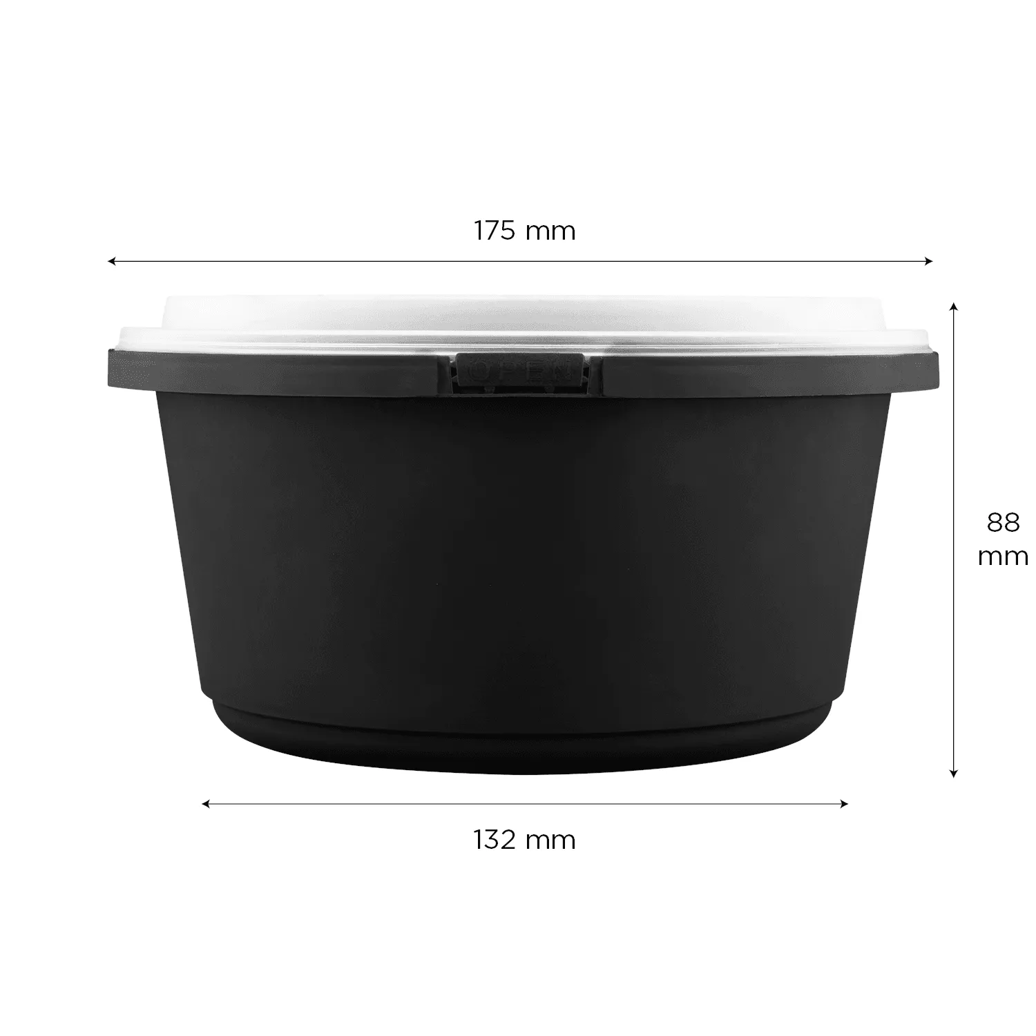 [150 sets] 44 oz PP Tamper Resistant Injection Molded Microwaveable Black Food Container w/Clear lid