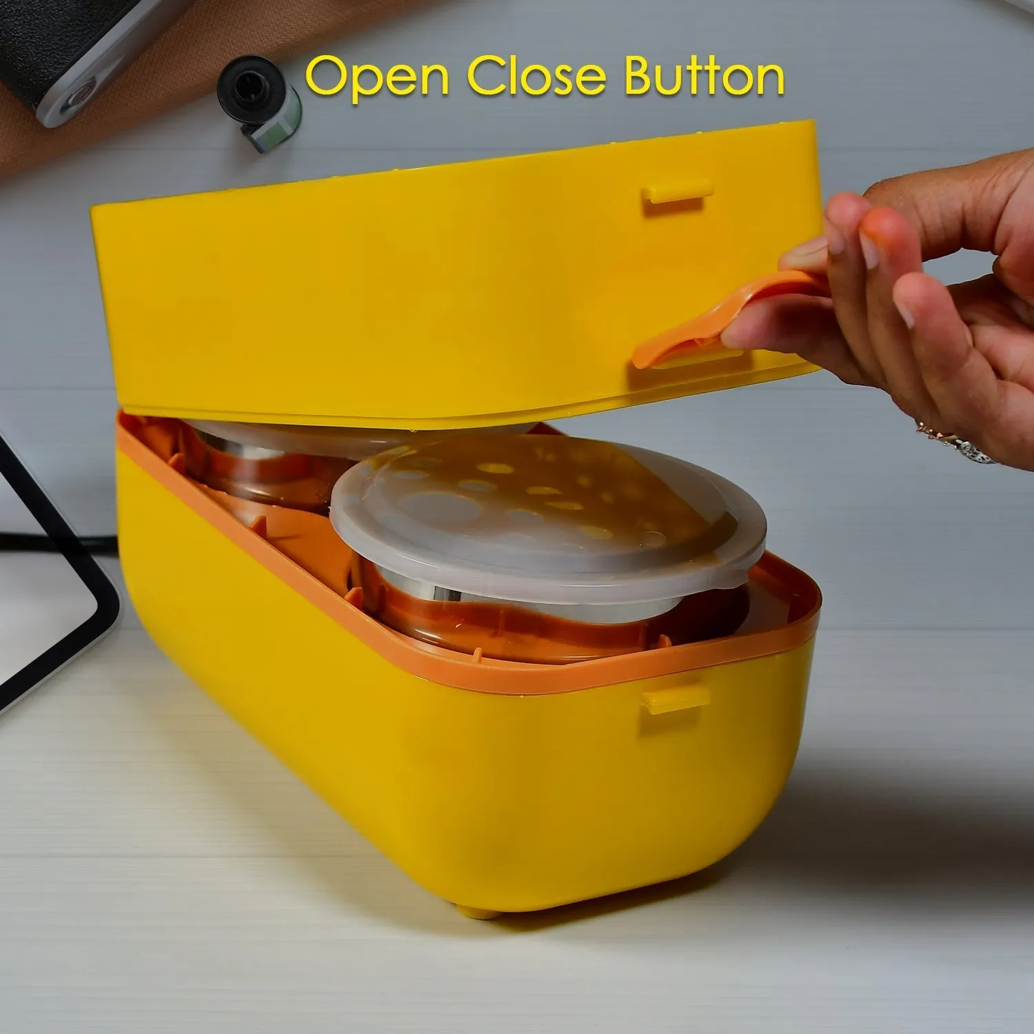 1Layer Electric Lunch Box for Office, Portable Lunch Warmer with Removable 2 Stainless Steel Container.
