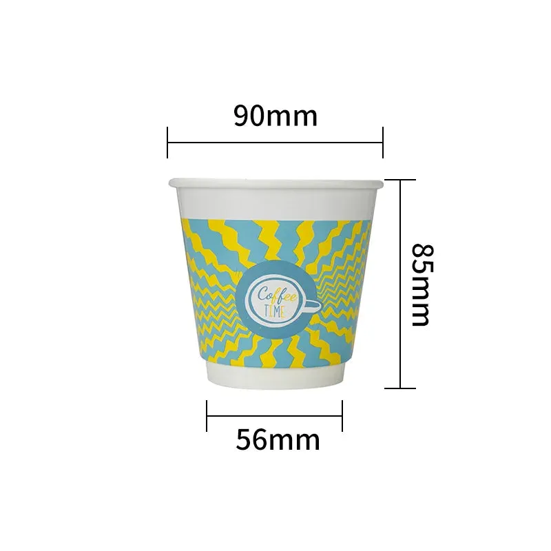 24 Piece Rainbow Double Wall Paper Cups 8 / 12Oz Hot / Cold Disposable Lids