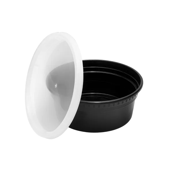[240 sets] 8 oz Deli Containers with Lids | Injection Molded PP | Black