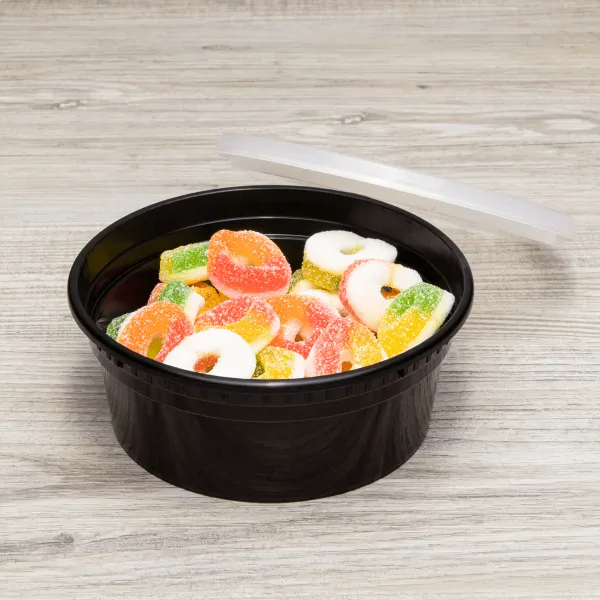 [240 sets] 8 oz Deli Containers with Lids | Injection Molded PP | Black