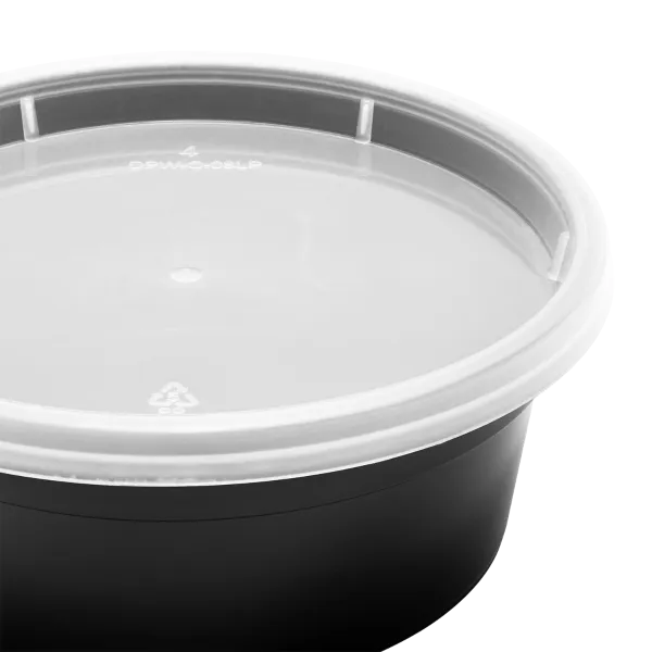 [240 sets] 8 oz Deli Containers with Lids | Injection Molded PP | Black