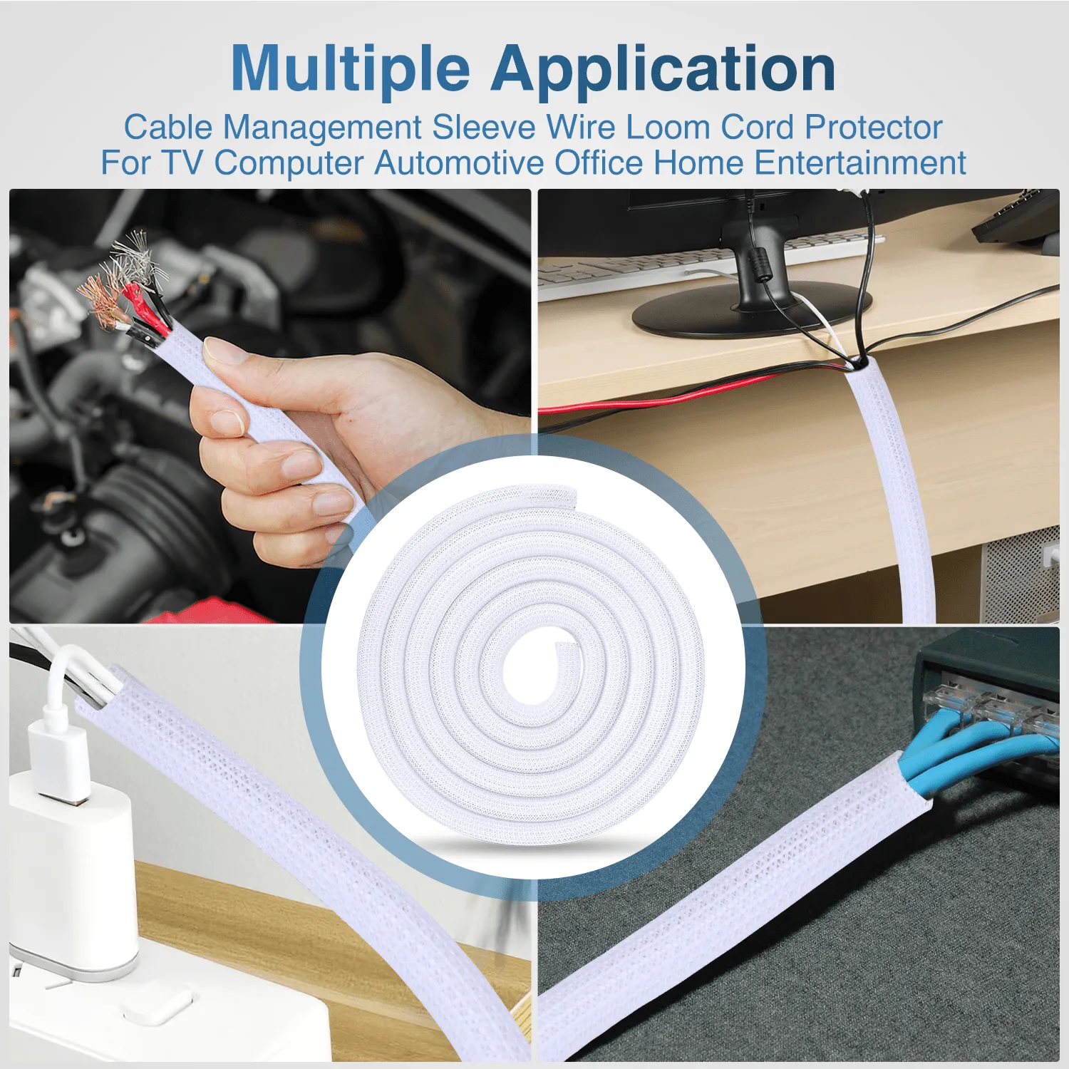 25ft-1/2inch White Cable Management Sleeves