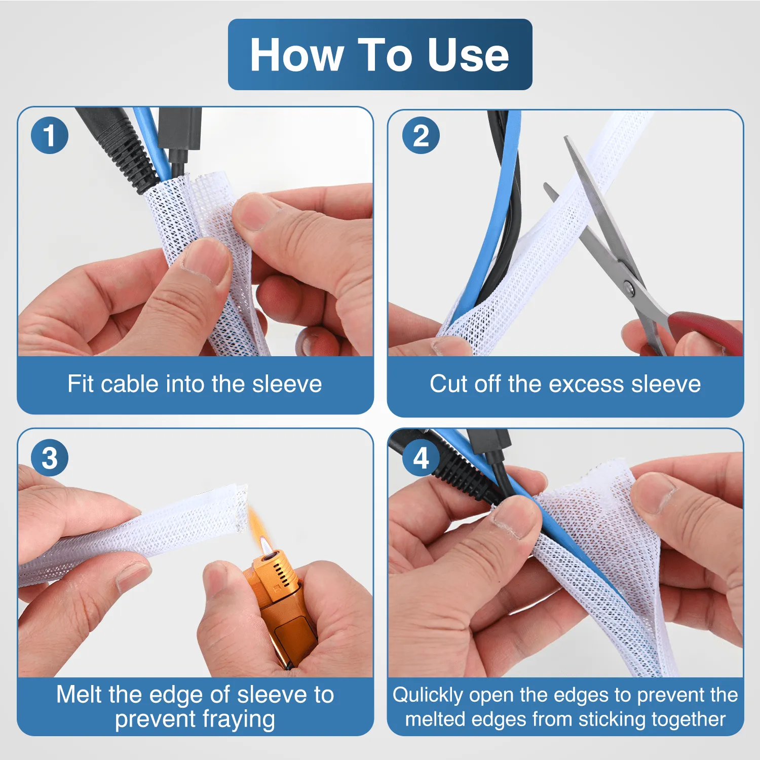 25ft-1/2inch White Cable Management Sleeves