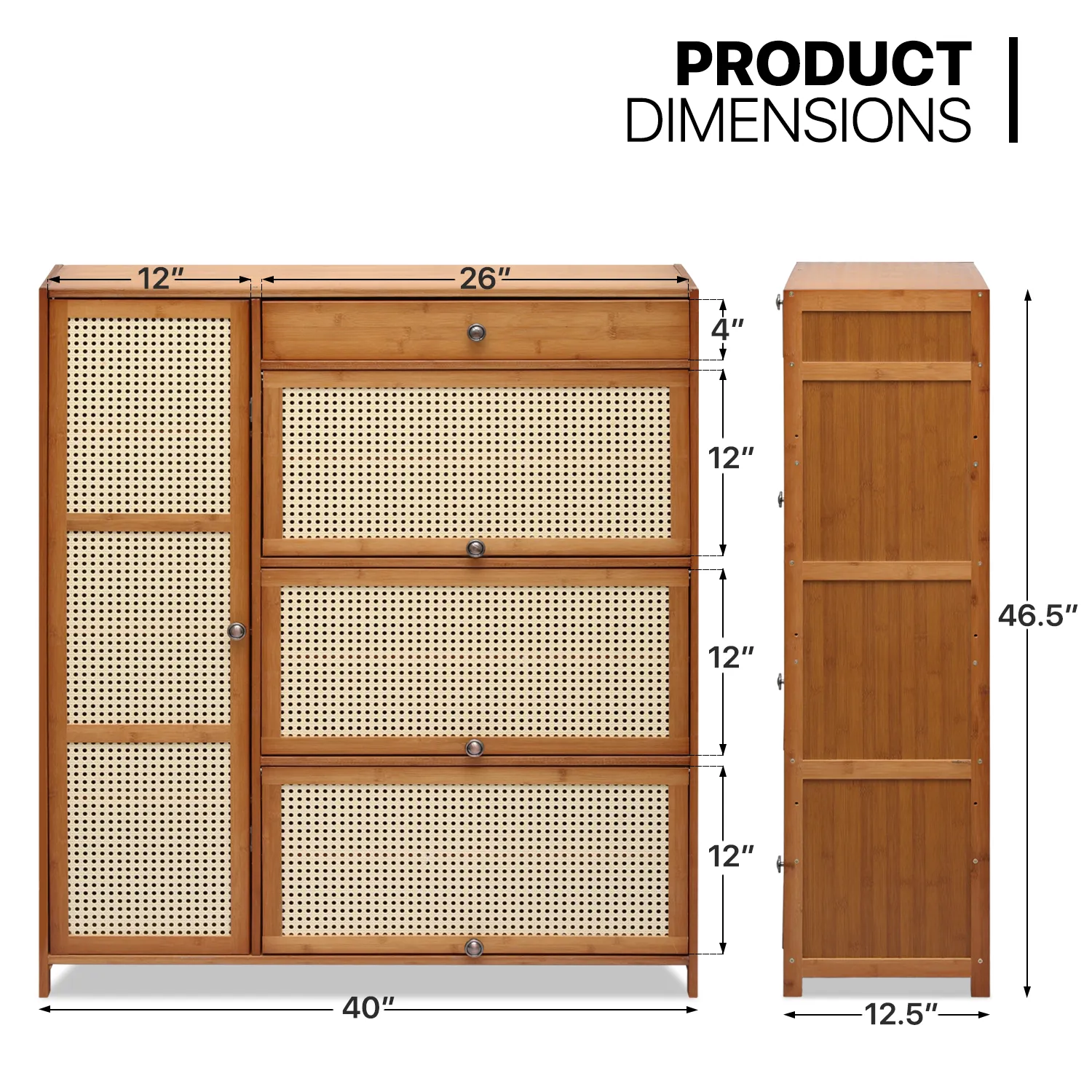 40" Shoe Storage - 8 Tiers 4 door - Brown