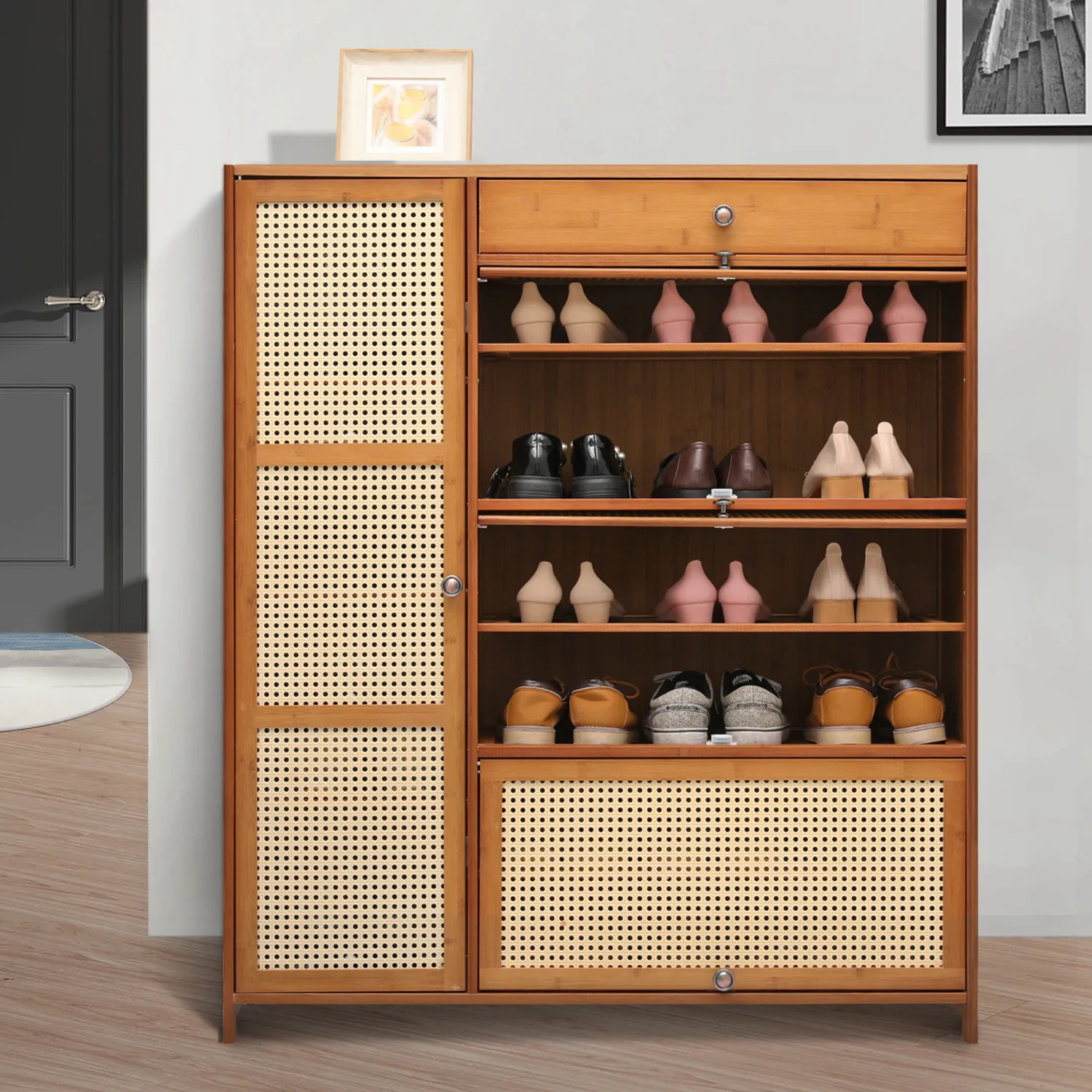 40" Shoe Storage - 8 Tiers 4 door - Brown