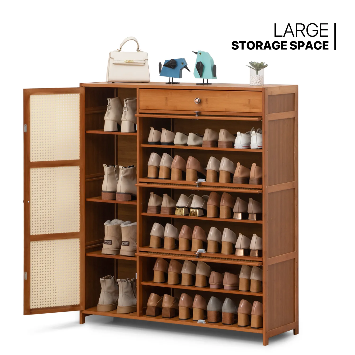 40" Shoe Storage - 8 Tiers 4 door - Brown