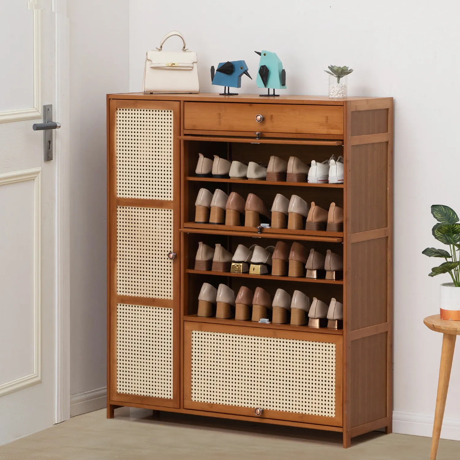 40" Shoe Storage - 8 Tiers 4 door - Brown