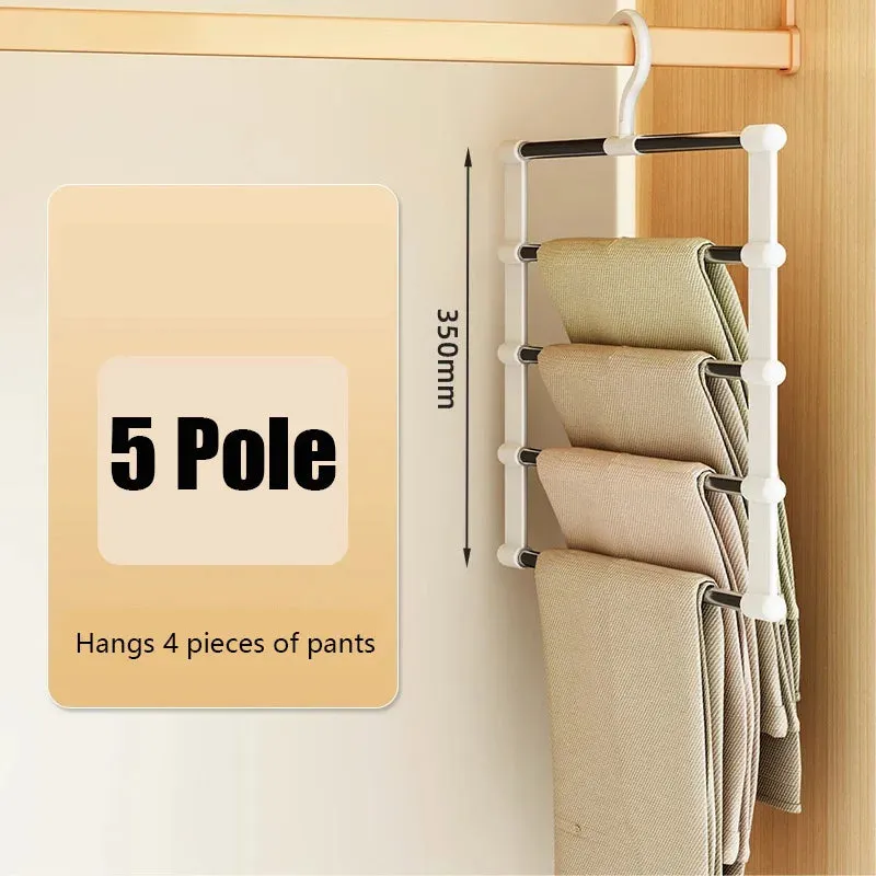 4/6/8 Layers Stainless Steel Trouser Hanger,Magic Foldable Pants Rack for Save Wardrobe Space,Ladder Hangers Storage Organizer