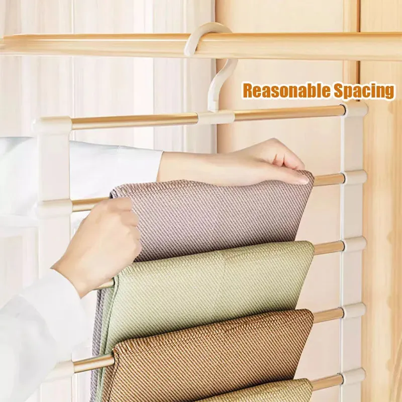 4/6/8 Layers Stainless Steel Trouser Hanger,Magic Foldable Pants Rack for Save Wardrobe Space,Ladder Hangers Storage Organizer