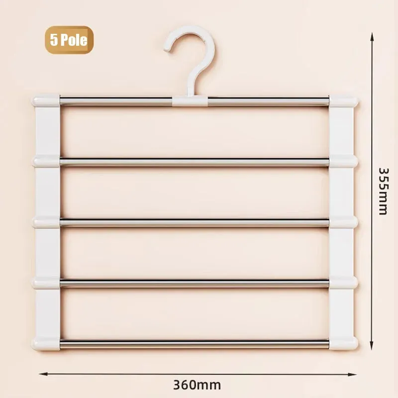 4/6/8 Layers Stainless Steel Trouser Hanger,Magic Foldable Pants Rack for Save Wardrobe Space,Ladder Hangers Storage Organizer