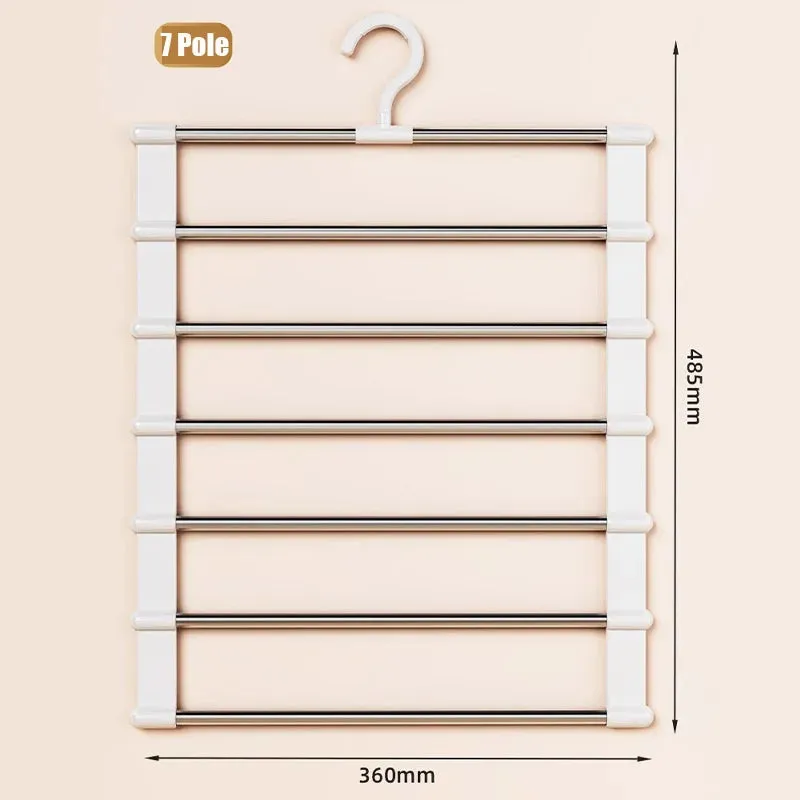4/6/8 Layers Stainless Steel Trouser Hanger,Magic Foldable Pants Rack for Save Wardrobe Space,Ladder Hangers Storage Organizer
