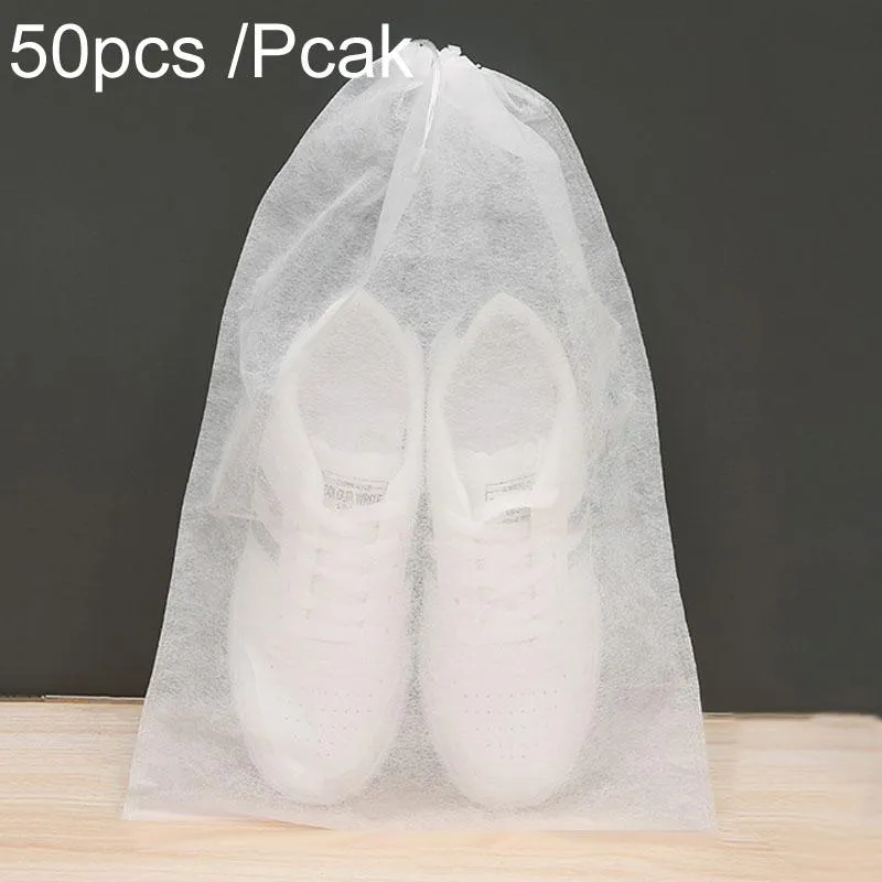 50 Pcs Thickened Non Woven Shoe Storage Bag Portable & Sunscreen