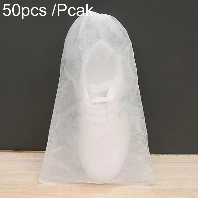 50 Pcs Thickened Non Woven Shoe Storage Bag Portable & Sunscreen