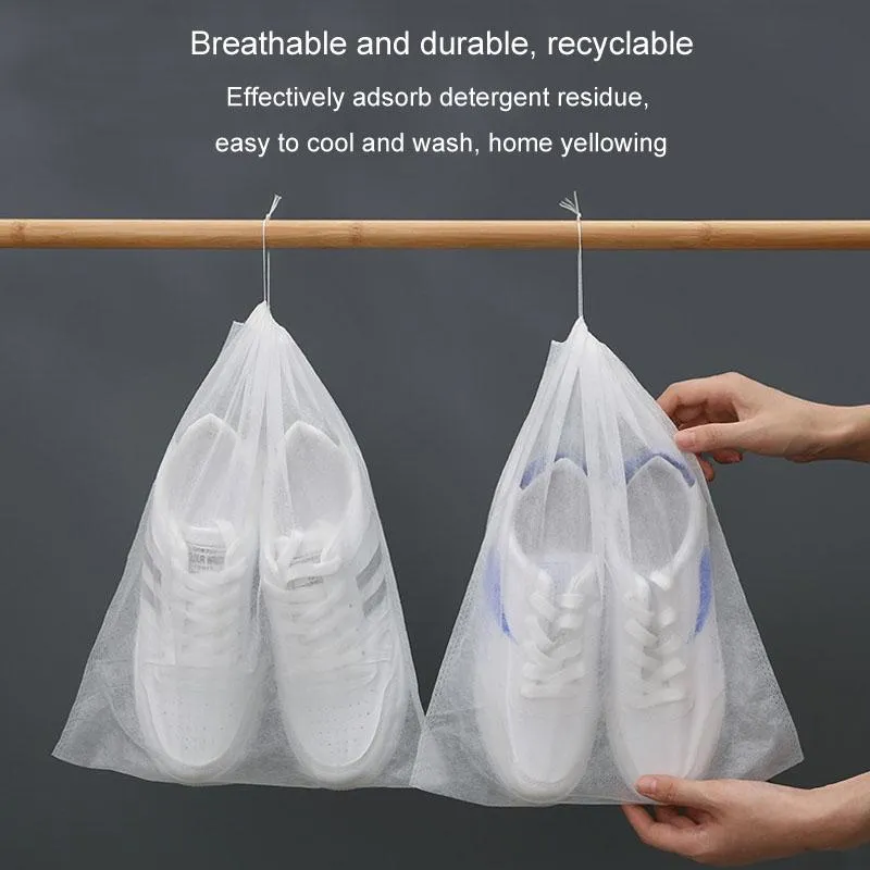 50 Pcs Thickened Non Woven Shoe Storage Bag Portable & Sunscreen