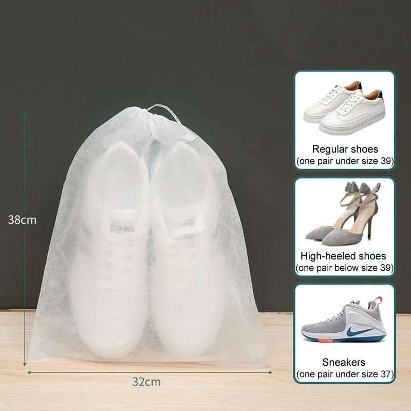 50 Pcs Thickened Non Woven Shoe Storage Bag Portable & Sunscreen