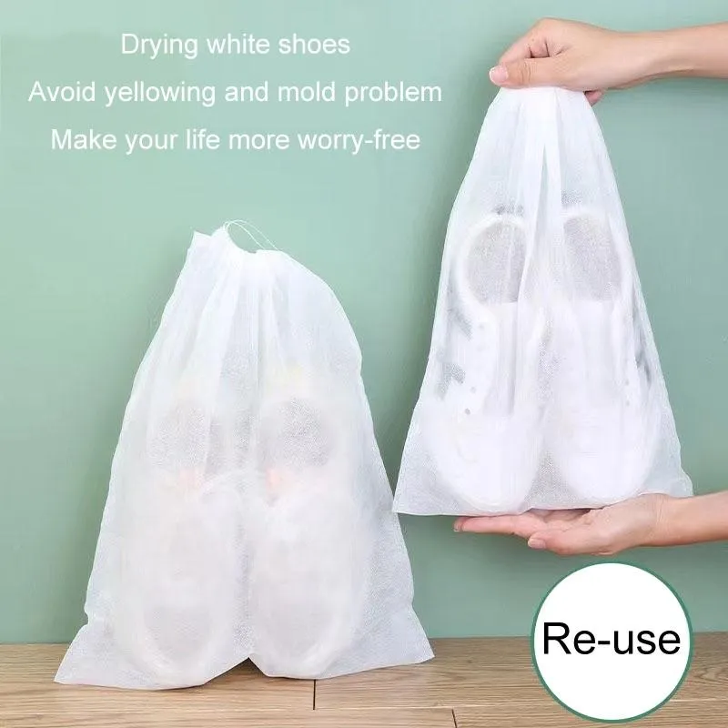 50 Pcs Thickened Non Woven Shoe Storage Bag Portable & Sunscreen