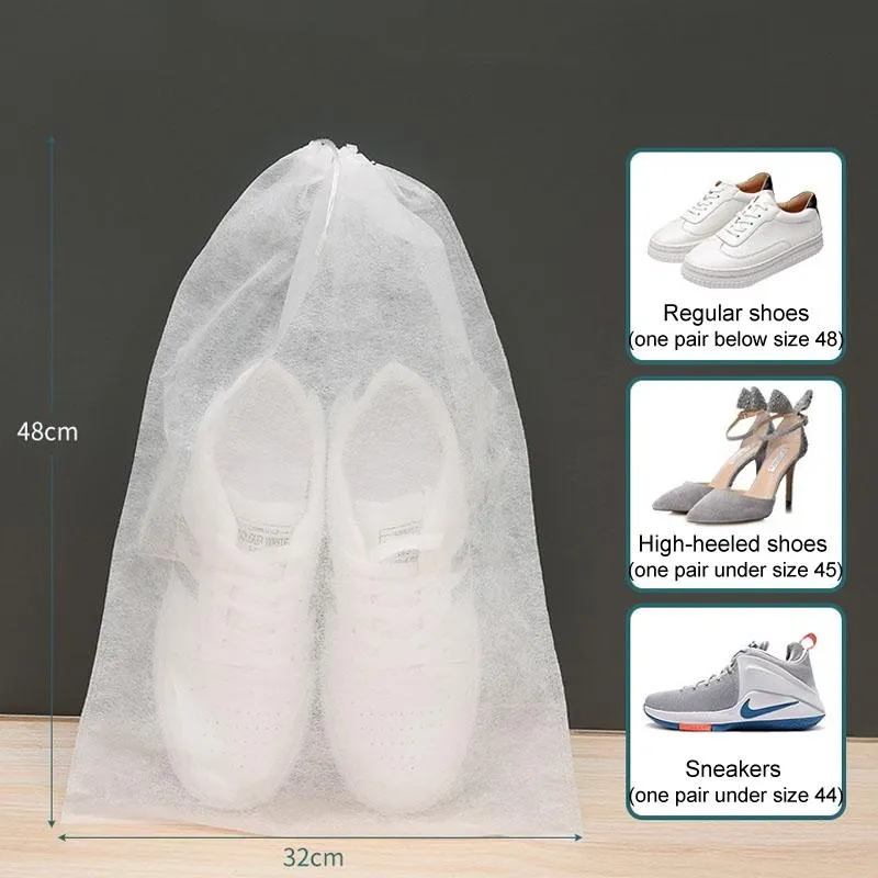 50 Pcs Thickened Non Woven Shoe Storage Bag Portable & Sunscreen