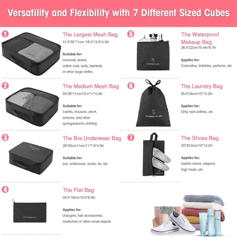 7Pcs Set Travel Compact Packing Organizers