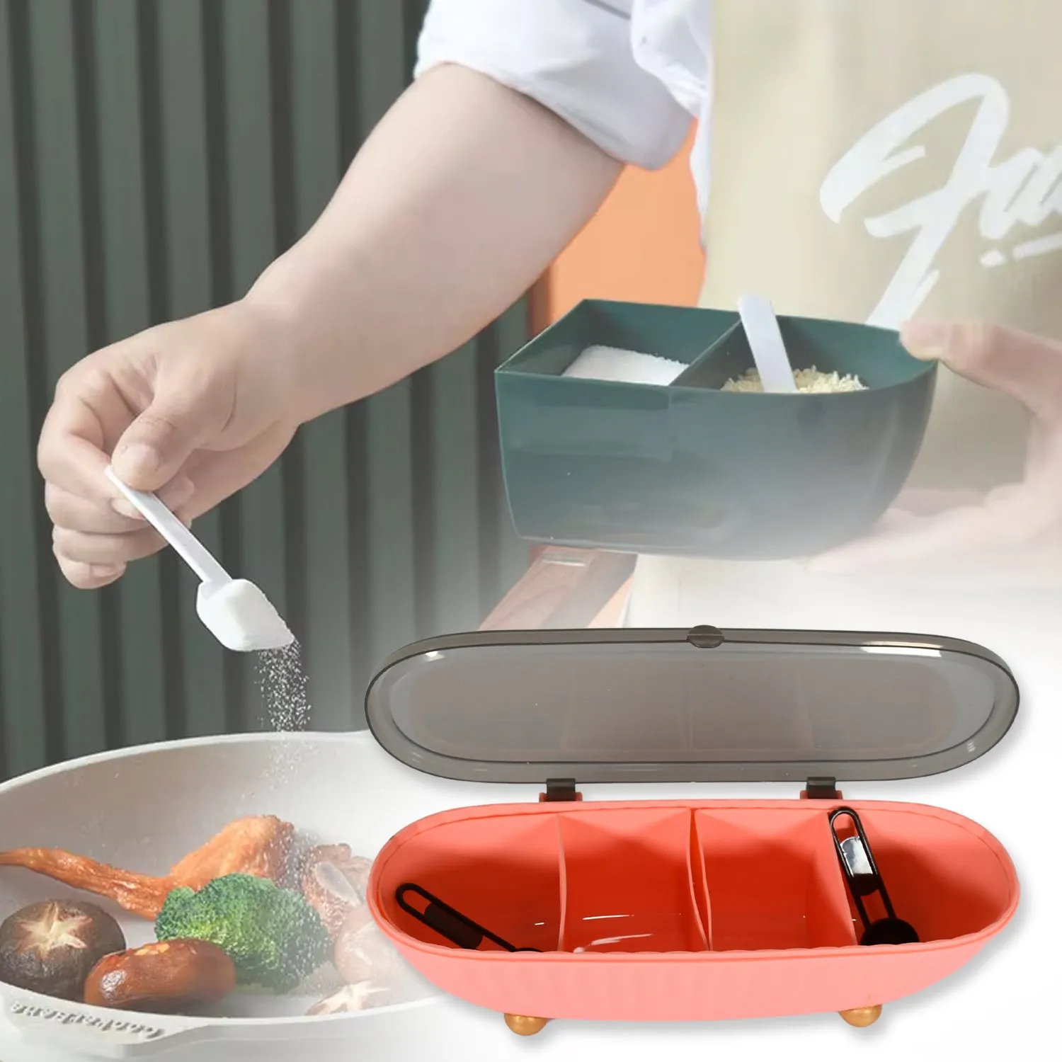 8255Spice Bottle Spice Jar Durable Spice Seasoning Box, Jar Food Grade Spoon Seasoning Case for Kitchen / Dry fruit Tray (1 Pc)