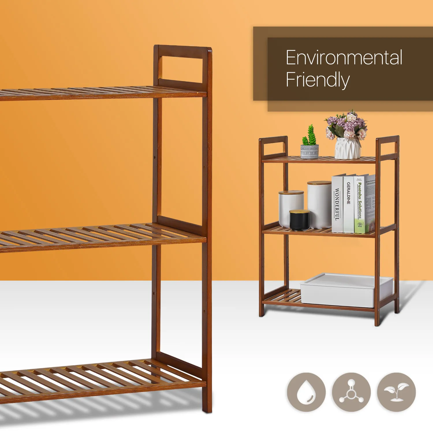 Adjustable Shoe Rack Entryway Shelf Organizer - 3 Tier - Brown