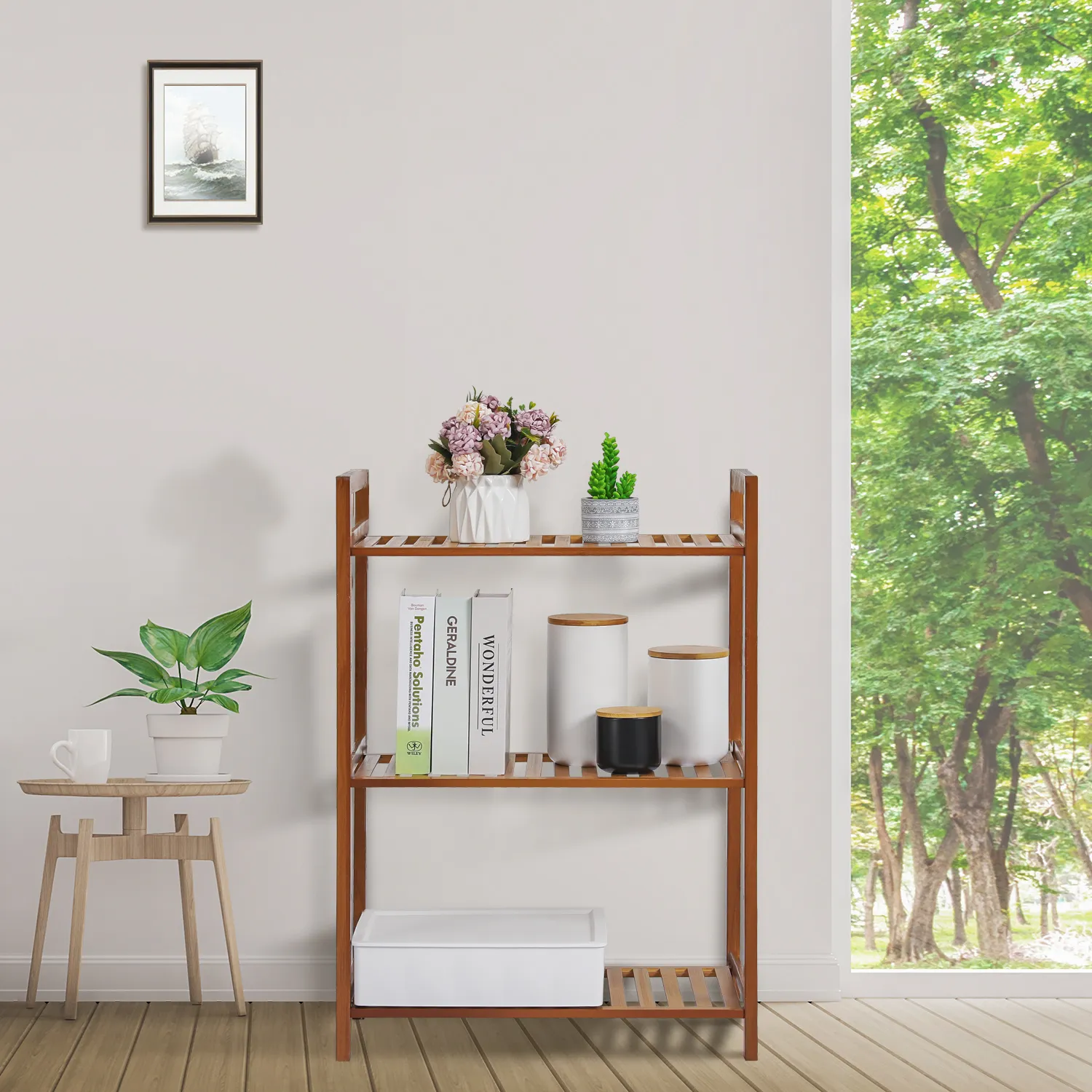 Adjustable Shoe Rack Entryway Shelf Organizer - 3 Tier - Brown