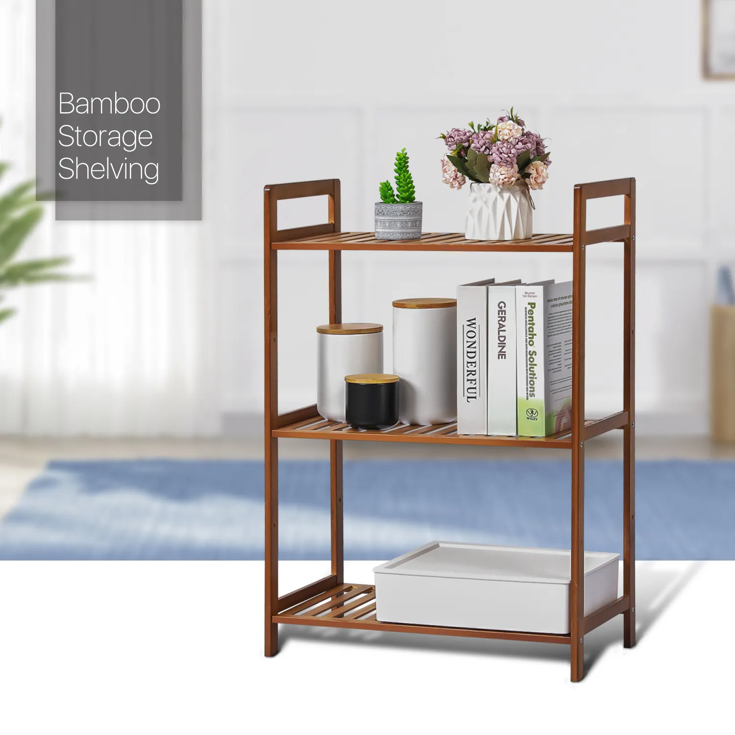 Adjustable Shoe Rack Entryway Shelf Organizer - 3 Tier - Brown