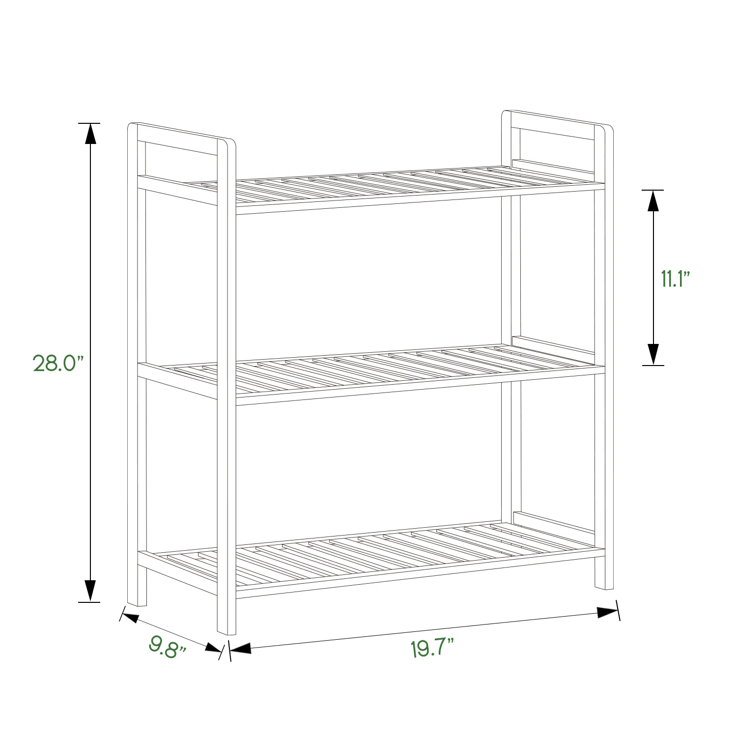 Adjustable Shoe Rack Entryway Shelf Organizer - 3 Tier - Brown