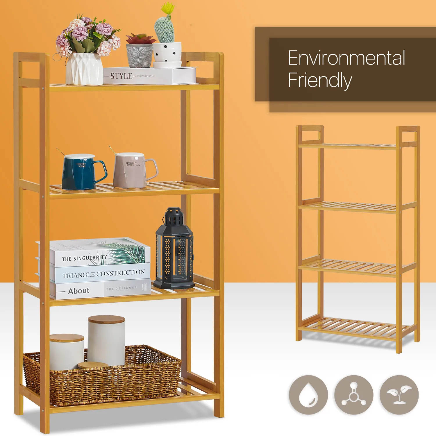 Adjustable Shoe Rack Entryway Shelf Organizer - 4 Tier - Natural