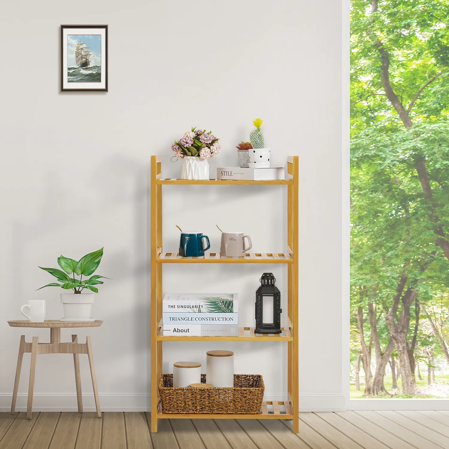 Adjustable Shoe Rack Entryway Shelf Organizer - 4 Tier - Natural