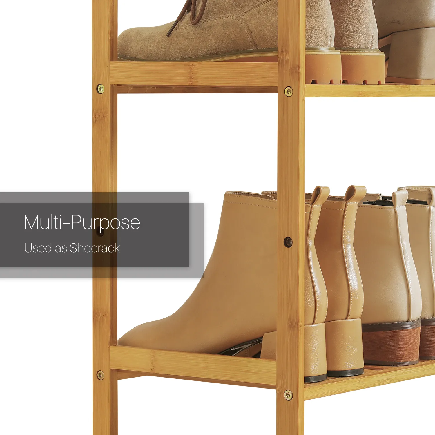 Adjustable Shoe Rack Entryway Shelf Organizer - 5 Tier - Natural