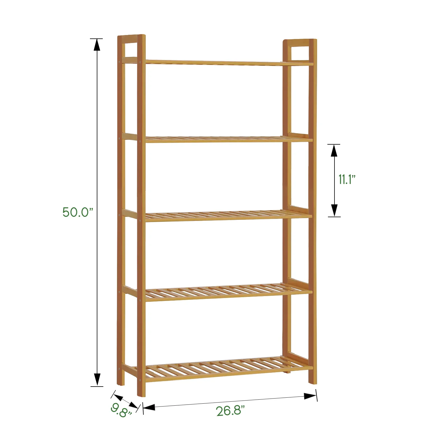 Adjustable Shoe Rack Entryway Shelf Organizer - 5 Tier - Natural