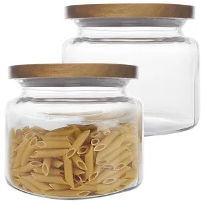Anchor Hocking: Glass Jars Kitchen Canister With Wood Lids, 48oz (Pack of 2)