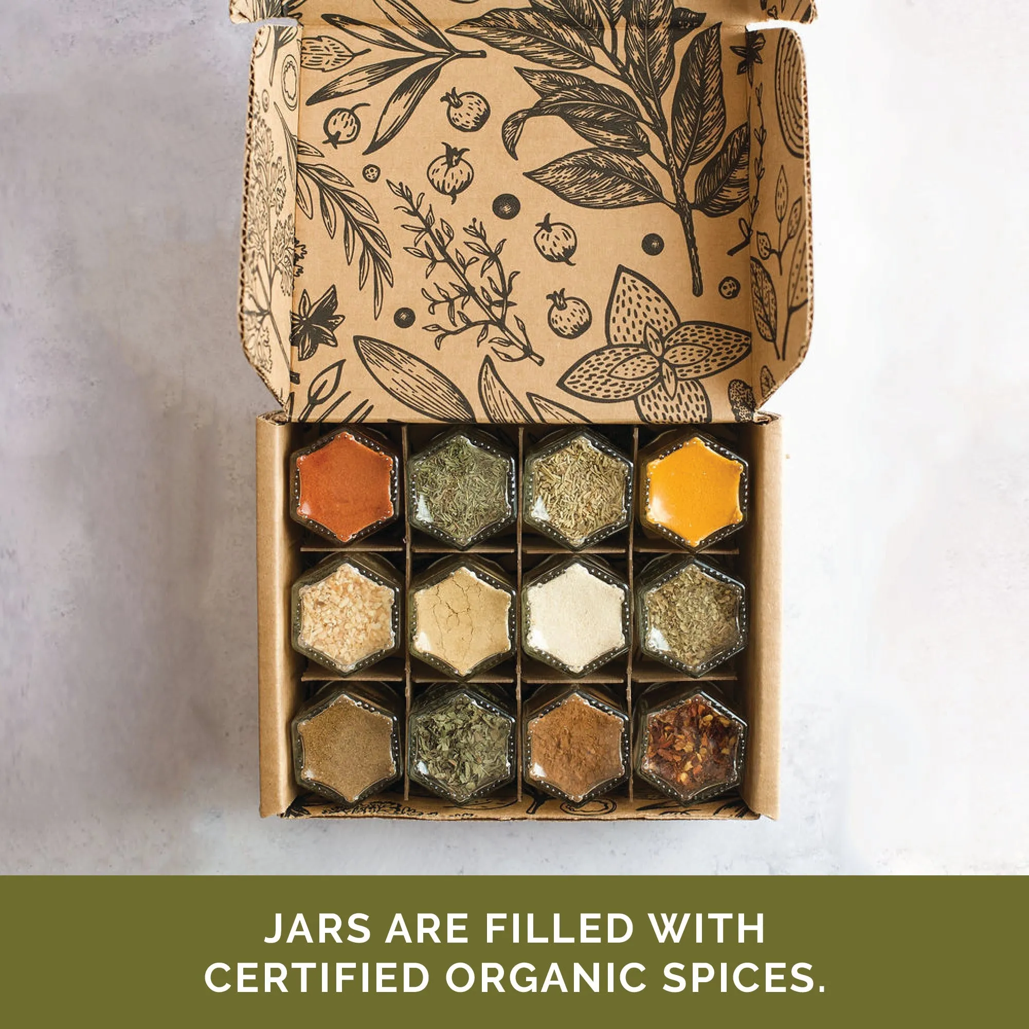 BASICS | 12 Large Magnetic Jars Filled with Organic Spices