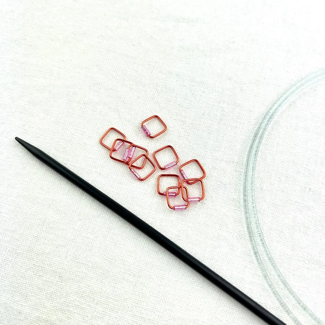 Beaded Stitch Markers | Small Square