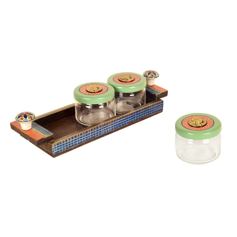 Bhini Dry Fruit Jar With Tray - Four Piece Set