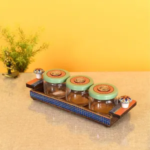 Bhini Dry Fruit Jar With Tray - Four Piece Set