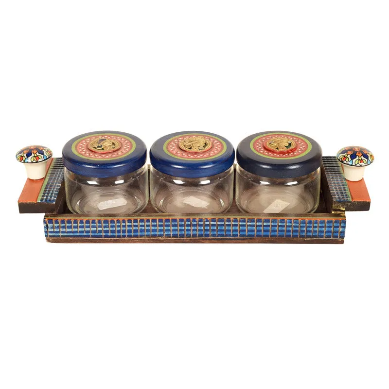 Bhumayi Dry Fruit Jar With Tray - Four Piece Set
