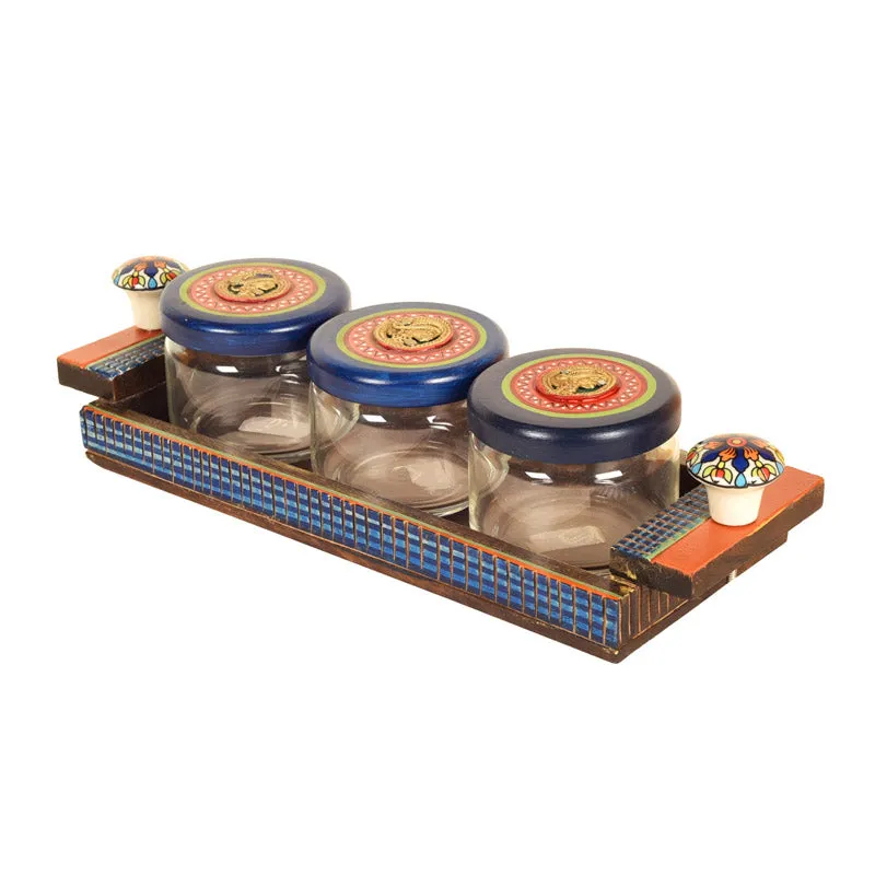 Bhumayi Dry Fruit Jar With Tray - Four Piece Set