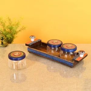 Bhumayi Dry Fruit Jar With Tray - Four Piece Set