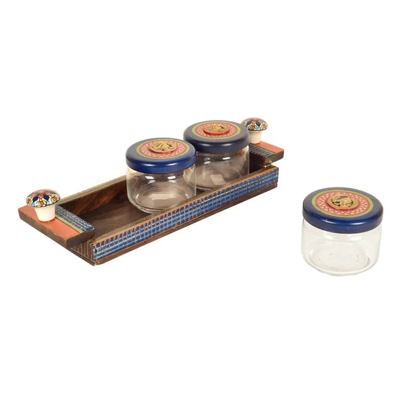 Bhumayi Dry Fruit Jar With Tray - Four Piece Set