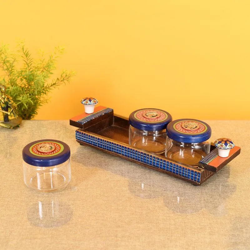 Bhumayi Dry Fruit Jar With Tray - Four Piece Set